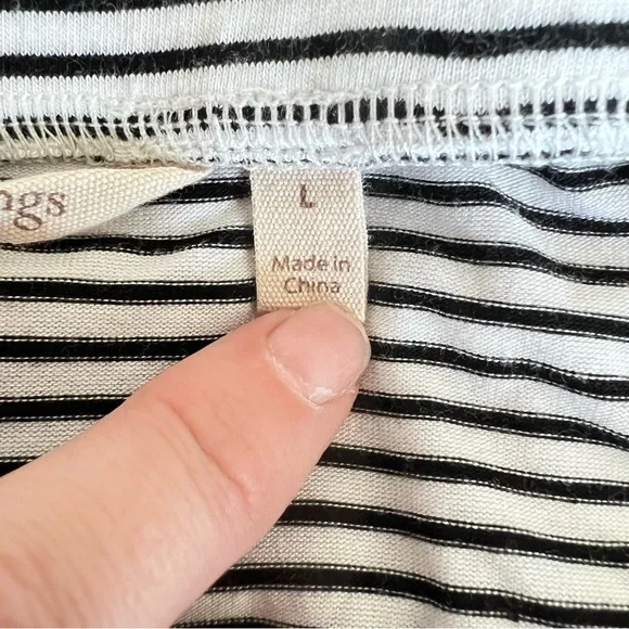 Soft Surroundings black white striped ruffle Rosemary pull on skirt size large - Picture 7 of 11